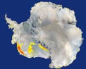 Kort over den antarktiske afsmeltning i 2005